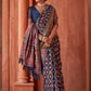 Navy Blue Banarasi Kora Silk Saree with Pashmina Weaving & Zari Border Pallu