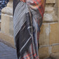 Black & Orange Digital Printed Poly Viscose Saree