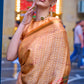 Blue & Orange Digital Printed Poly Viscose Saree