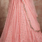 Baby Pink Designer Soft Net Lehenga with Sequins & Zari work