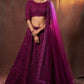 Wine Purple Designer Soft Net Lehenga Choli with Thread & Sequins work