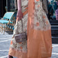 White & Orange Printed Soft Silk Saree