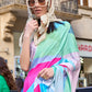Blue & Green Digital Printed Crepe Silk Saree