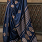 Yale Blue Handloom Woven Satin Silk Saree