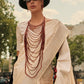 Beige Brown Handloom Woven Satin Silk Saree