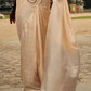 Beige Brown Handloom Woven Satin Silk Saree