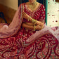 Berry Red Bridal Velvet Lehenga Choli with Embroidery & Hand work