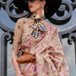 Beige Brown Parsi Handloom Woven Organza Silk Saree