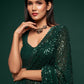 Sacramento Green Sequins & Thread Embroidered Designer Georgette Saree