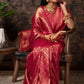 Raspberry Red Woven Kanjivaram Silk Saree