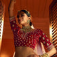 Berry Red Bridal Velvet Lehenga Choli with Embroidery & Hand work