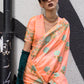 Aerospace Orange Floral Parsi Weaving Handloom Silk Saree