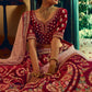 Berry Red Bridal Velvet Lehenga Choli with Embroidery & Hand work