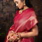 Raspberry Red Woven Kanjivaram Silk Saree