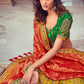 Tuscany Yellow & Red Banarasi Silk Lehenga Choli with Khatli work Embroidery