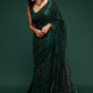 Sacramento Green Sequins & Thread Embroidered Designer Georgette Saree