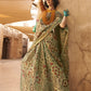 Apple Green Floral Printed Tissue Handloom Saree