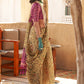 Aureolin Yellow Floral Printed Tissue Handloom Saree
