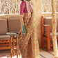 Aureolin Yellow Floral Printed Tissue Handloom Saree