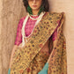 Aureolin Yellow Floral Printed Tissue Handloom Saree