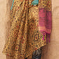 Aureolin Yellow Floral Printed Tissue Handloom Saree