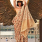 Beige Brown Floral Printed Tissue saree