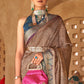 Fawn Brown Bandhani Design Silk Saree with Jacquard Border & Pallu