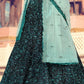 Black & Green Designer Lehenga Choli with Sequins work