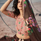 Chocolate Brown Designer Printed Organza Lehenga with Soft Net Dupatta