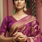 Dark Magenta Purple Woven Designer Satin Silk Saree