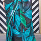 Blue & Black Printed Satin Georgette Saree