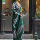 Viridian Green Printed Satin Georgette Saree