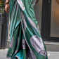 Viridian Green Printed Satin Georgette Saree