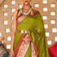 Avocado Green Bandhani Design Silk Saree with Jacquard Border & Pallu