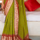 Avocado Green Bandhani Design Silk Saree with Jacquard Border & Pallu