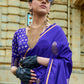 Admiral Blue Zari Woven Satin Silk Saree