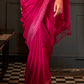 Wild Berry Pink Handloom Woven Viscose Satin Saree with Contrast Blouse