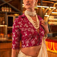 Beige Brown Handloom Woven Viscose Satin Saree with Contrast Blouse