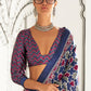 Whale Blue Ajrakh Printed Satin Crepe Saree