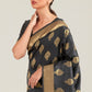 Pebble Grey Zari Butta Woven Banasari Silk Saree