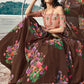 Chocolate Brown Designer Printed Organza Lehenga with Soft Net Dupatta