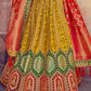 Tuscany Yellow & Red Banarasi Silk Lehenga Choli with Khatli work Embroidery