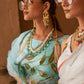Baby Blue Digital Floral Print Organza Saree