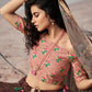 Chocolate Brown Designer Printed Organza Lehenga with Soft Net Dupatta
