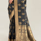 Pebble Grey Zari Butta Woven Banasari Silk Saree