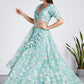 Turquoise Blue Organza Lehenga Choli with Sequins, Zarkan & Thread Embroidery work