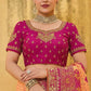 Orange Purple Designer Dola Silk Saree with Embroidered Weaving Border