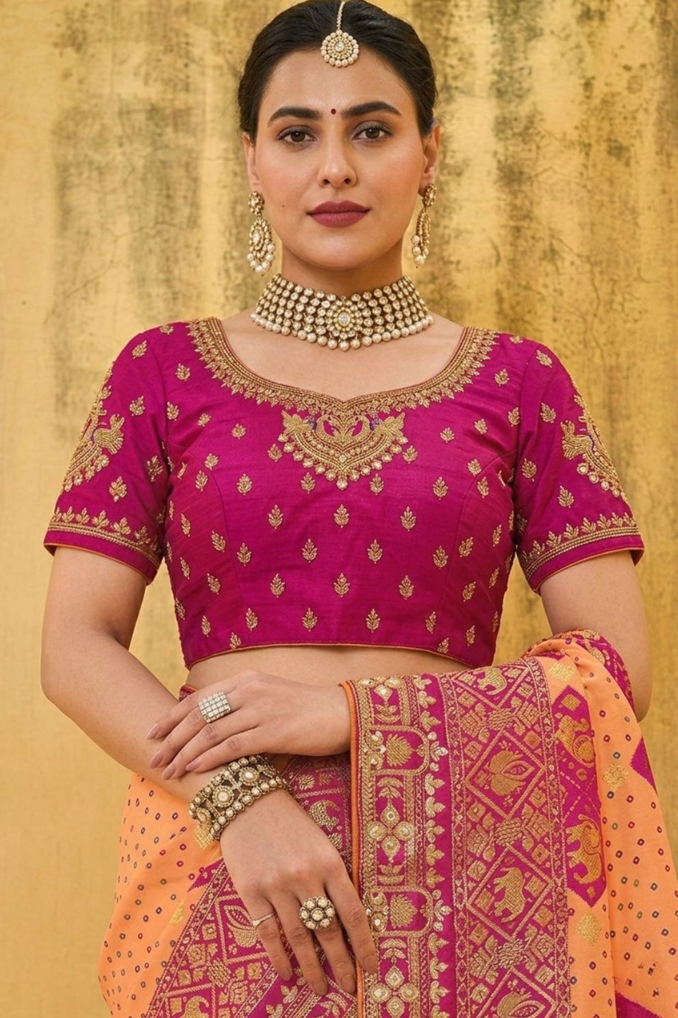 Orange Purple Designer Dola Silk Saree with Embroidered Weaving Border