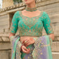 Sea Green Lavender Designer Dola Silk Saree Elegant Party Wear Look