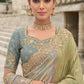 Grey Green Viscose Silk Saree with Cut Work Elegant Party Wear Look